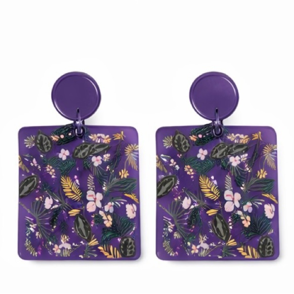 Elegant Purple Floral Earrings